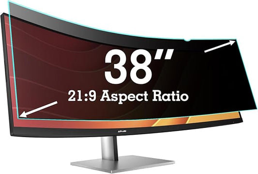 APeiSi 38 Inches Privacy Screen Filter for 21:9 Curved Ultrawide Monitor | Privacy Shield | Anti Glare | Anti-Blue Light | Eye Protection | Anti Spy | Computer Security Private Filter Protector
