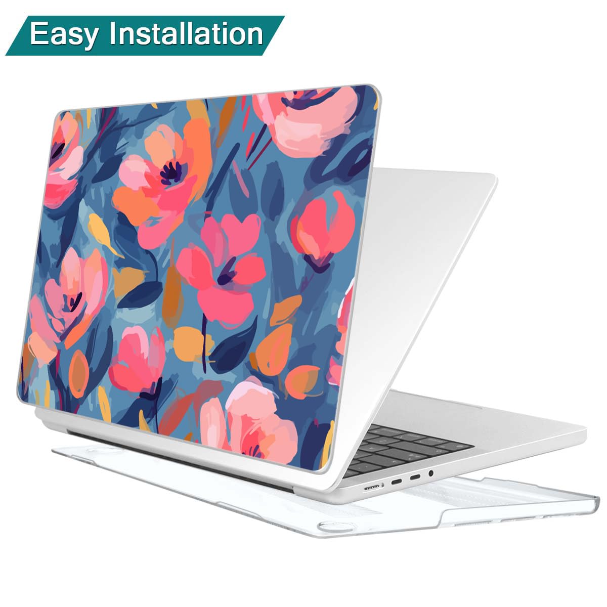 Teryeefi for M4 M5 MacBook Pro 14 inch Case 2025 2024 2023 2021 (M3 A2918 A2992 M2 A2779 M1 A2442 Pro/Max), Laptop Hard Shell Cover + Keyboard Cover for 14 inch Mac Pro, Abstract Pink Flower