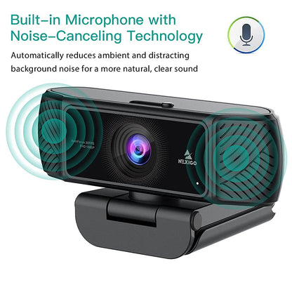 NexiGo N680 1080P Business Webcam with Microphone, Software and Privacy Cover, AutoFocus, Streaming USB Web Camera, for Online Class, Zoom Meeting Skype Facetime Teams, PC Mac Laptop Desktop