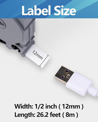 Weemay 1/2" Label Maker Refills Compatible for Brother Tze Tz Tape 12mm 0.47 Laminated White, for Ptouch Label Maker Machine Cube PTD210 PTP701BT PTD220 PTH110 PTH110BP PTH111 PTP750W PTD600, 10 Pack