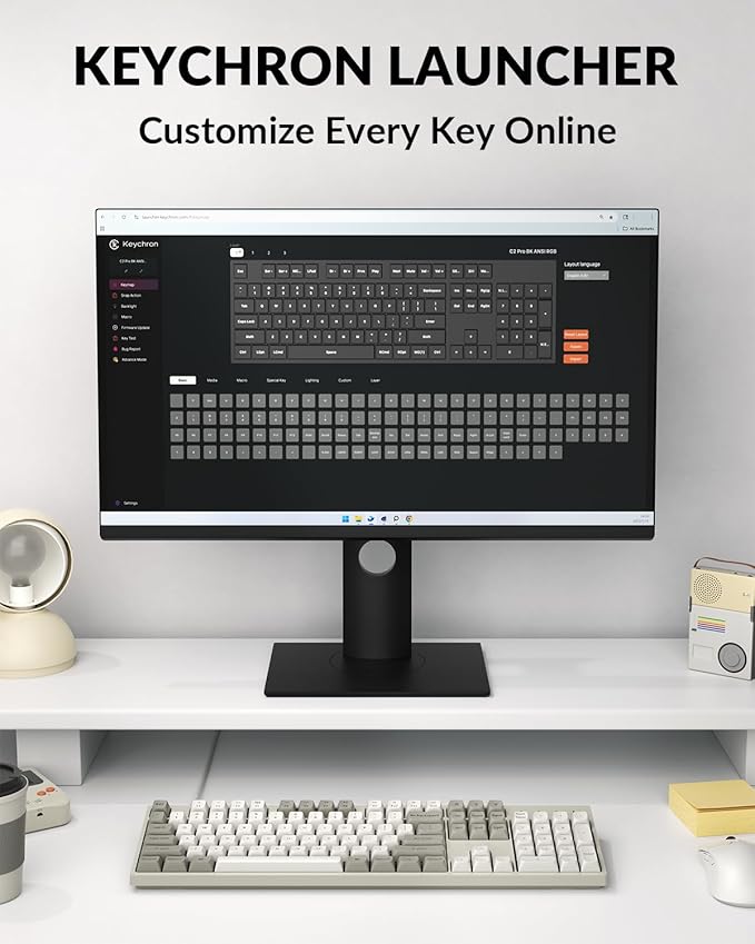 Keychron C2 Pro Wired Mechanical Keyboard with 8K Hz Polling Rate, Full Size Custom RGB Backlit Hot-Swappable, Non-Shine Through PBT Keycaps Compatible with Mac Windows Linux (Silent Red Switch)