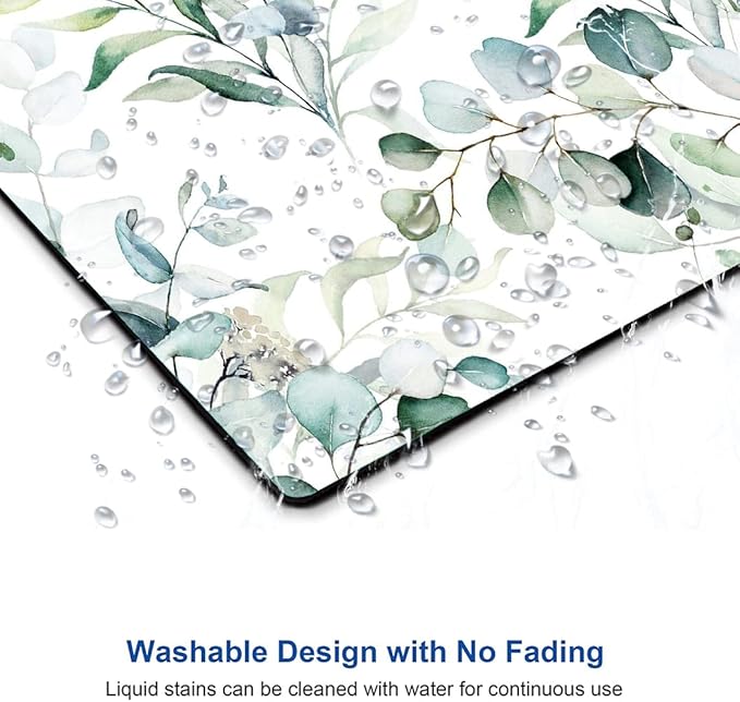 Plant Leave Mouse Pad - Square Waterproof Non-Slip Rubber Base for Office Laptop, 9.5"x7.9"x0.12" Inch (Green Grass)