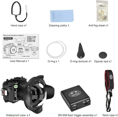 Sea frogs Underwater Camera Case Compatible with Canon EOS R6 17-40MM f/4L IPX8 60m/197ft Maximum Diving Depth Waterproof Camera Housing for Diving, Surfing, Rowing, Skiing