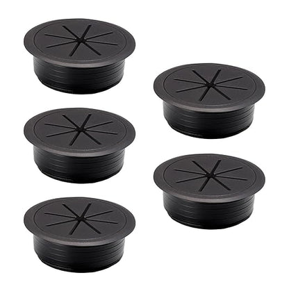 5 Pcs Desk Grommet 2-1/16" / 53 mm, Desk Hole Cover for Cables Black, Cable Grommet ABS Plastic, Desk Hole Grommet for Home & Office Pc, Detachable Cable Cord Organizer