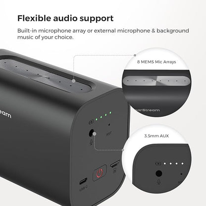 VM33 Gen 2 2K Wireless Streaming Camera with 40X Zoom, App Control, 6H Battery, RTMP & NDI Protocol, 8 Noise Canceling Mics/External Mic Input, Multi-cam, Stream on Facebook/YouTube/Twitch