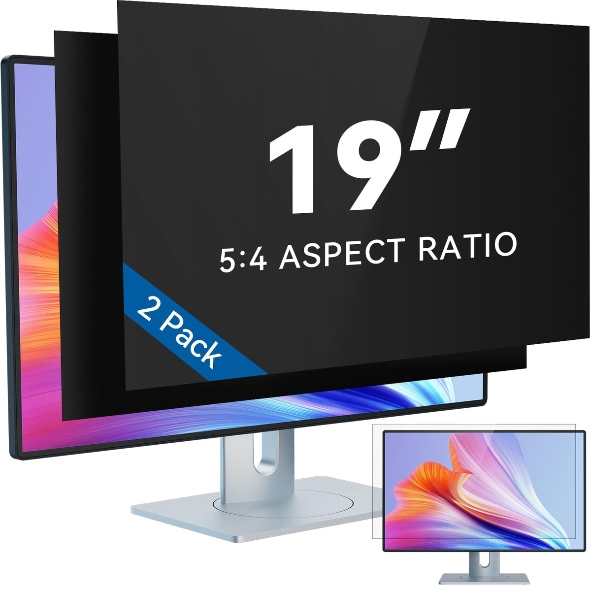 IPROKKO [2-Pack] 23.8 Inch Computer Privacy Screen Filter for 16:9 Widescreen Monitor, Removable 23.8in Anti Blue Light Glare Privacy Shield, Anti Spy Security Protector for Hp Dell Asus Acer Samsung