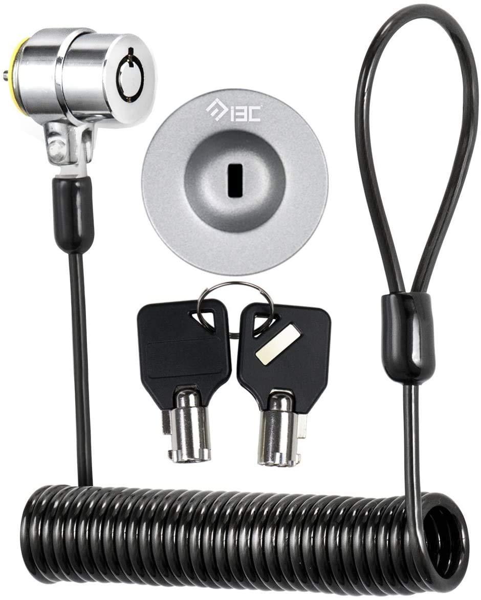 I3C Laptop Lock Cable 6ft Cut-Resistant Security Cable with 360° Rotating Lock for Wedge Slot Laptops 7x3mm Anti-Theft Computer Lock for Office, Library, Travel, Students & Business