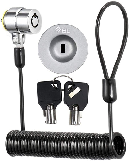 I3C Laptop Lock Cable 6ft Cut-Resistant Security Cable with 360° Rotating Lock for Wedge Slot Laptops 7x3mm Anti-Theft Computer Lock for Office, Library, Travel, Students & Business
