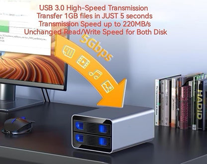 IO Crest 2 Bay Tool Less Tray Hot Swappabe 2.5" 3.5" SATA Non Raid External USB 3.0 Enclosure SY-ENC50124