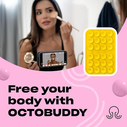Classic MAX - Silicone Suction Phone Case Adhesive Mount - Hands-Free, Strong Grip Holder for Selfies and Videos - iPhone and Android Compatible - 2.6″ x 3.9″, Yolk Yellow