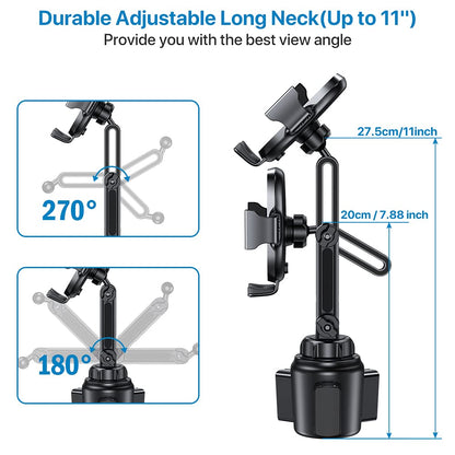 Miracase Cup Phone Holder for Car, [Upgraded Version] Adjustable Long Neck Car Cup Holder Phone Mount Cradle Friendly Compatible with iPhone Samsung Google and All Smartphones, Light Blue