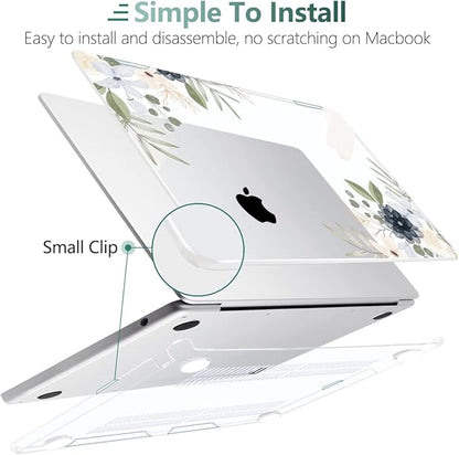 MEEgoodo Case for MacBook Air M4/M3/M2 13.6 inch 2025 2024 2022, Fit Model A3240 A3113 A2681, Compatible with MacBook Air 13 inch, Laptop Hard Shell Case with Keyboard Cover, Vintage Floral