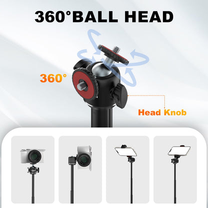 COMAN Selfie Stick for iPhone, 24" Phone Tripod with Remote 360° Ball Head, Portable Stand for Cell Phone iPhone 17/16/15/14/13/12 Pro Max/Android Gopro