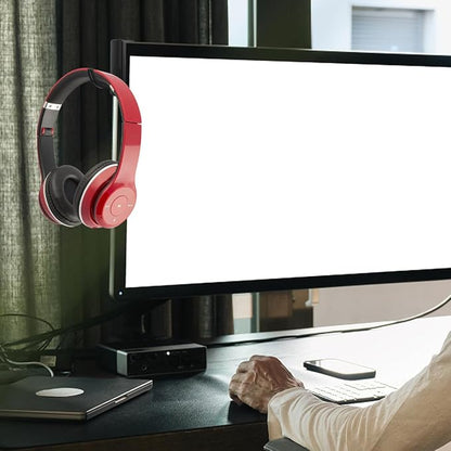 Angoily 20 Pcs Headphone Hook, Self Adhesive Plastic Computer Gaming Headset Hanger, Earphones Headset for PC Monitor Screen Edge, Desk Brackets Wall