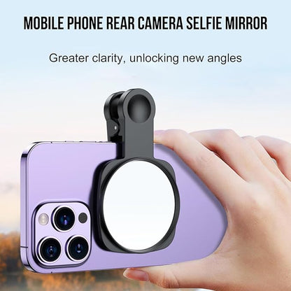 WOWNOVA Clip Selfie Mirror for Phone Back Camera - Live Streaming, Vlogging, HD Reflective Clip Compatible With iPhone Rear Camera, 2.36"