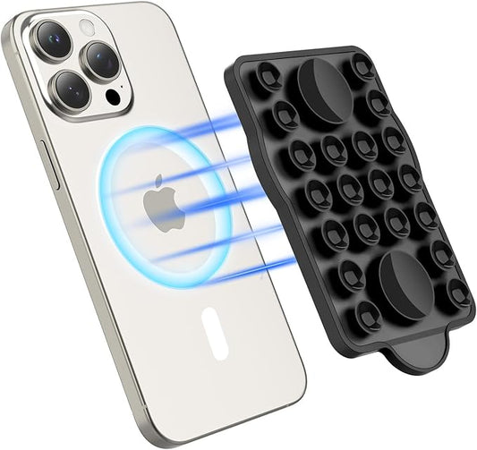yesrock for Magnetic Silicone Suction Phone&Case Adhesive Mount - iPhone & Android,Hands-Free, Strong Grip Holder for Selfies & Tiktok Videos-2.35″x3.55″,Black