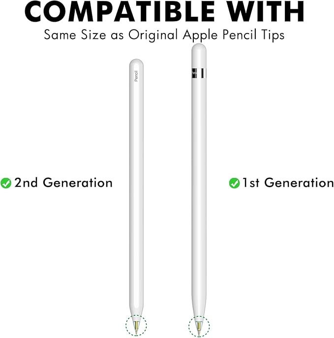 NIUTRENDZ 4 Pack Replacement Tips for Apple Pencil 2nd Generation and 1st Generation Fine Point Metal Tip, Wear-Resistant & Precise Control (1.95mm, White + Blue)