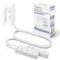 Saker Dual 10ft Flat Extension Cord Outlet Cover, 3 Outlets, White