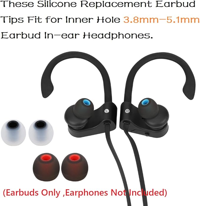 Earbud Silicone Ear Tips Earbuds Replacement Ear Tips Gels Bud for Popular in-Ear Headphones Other Inner Hole from 3.8mm - 5.1mm Earphones 9 Pairs S/M/L