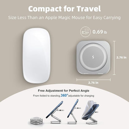5-in-1 Wireless Charger for MagSafe, AC ISLAND Portable Travel Charging Station, 15W Max Fast Foldable Magnetic Stand, Evolved for iPhone 16/15/14/13 Series, Apple Watch, AirPods (with 35W Adapter)