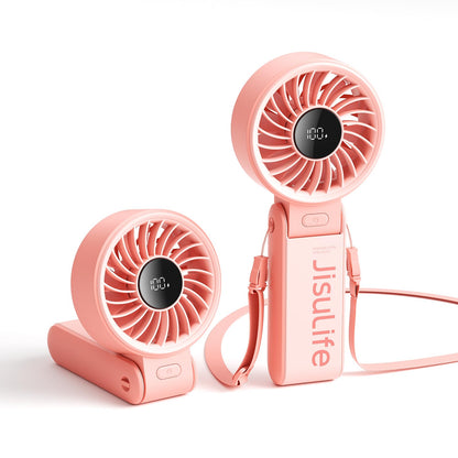 JISULIFE Portable Handheld Fan Life7: 3-in-1 Hand, Desk & Neck Fan-Pink