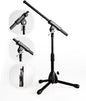 Stage Rocker Foldable Tripod Low-Profile Mic Boom Stand - Height Extending from 9.6'' to 16.9'', w/Adjustable Telescoping Arm Up to 9'', Lightweight/Convenient, Black, Powered by Hamilton(SR610121B)
