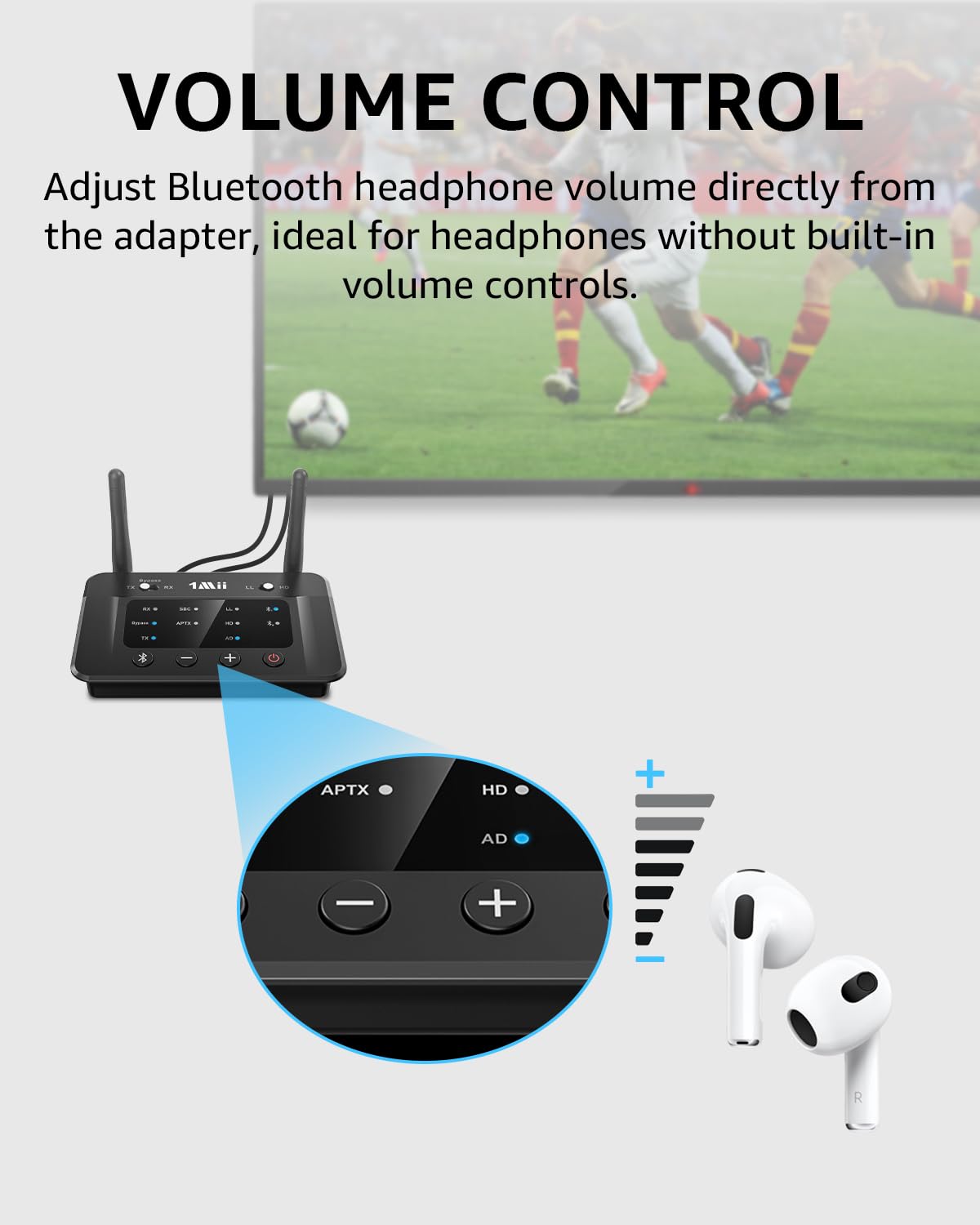 1Mii B03 Bluetooth 5.3 Transmitter Receiver for TV Home Stereo