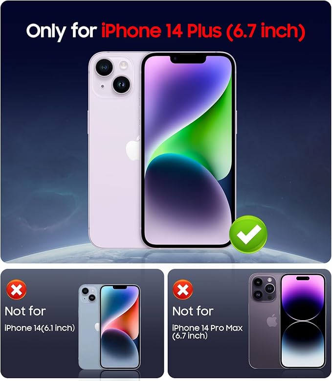 LEKEVO Magnetic for iPhone 14 Plus Case [Compatible with MagSafe][Built-in Camera Lens Protector] Slim Soft Silicone Bumper Shockproof Metallic Luster Phone Case (Blue)