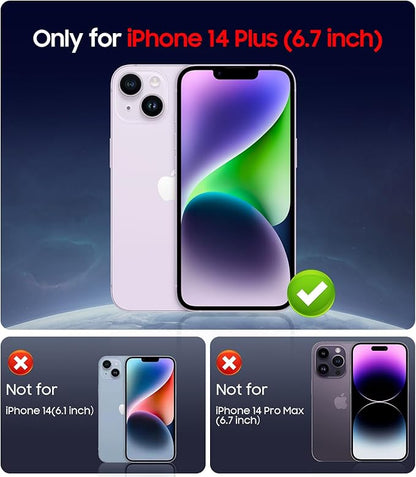LEKEVO Magnetic for iPhone 14 Plus Case [Compatible with MagSafe][Built-in Camera Lens Protector] Slim Soft Silicone Bumper Shockproof Metallic Luster Phone Case (Blue)