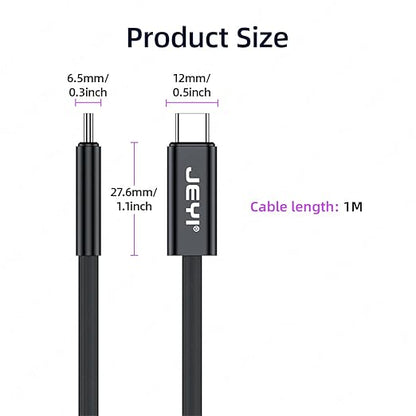 JEYI Thunderbolt 5 Cable 1m/3.3ft 80Gbps,120Gbps Bandwidth 16K/Dual8K,Multi-Screen Display,240W Fast Charging TB5,USB4/3/2,for iPhone 15/16,MacBook Pro/MacBook Air M3/iMac,Dell XPS 13/15(5-Certified)