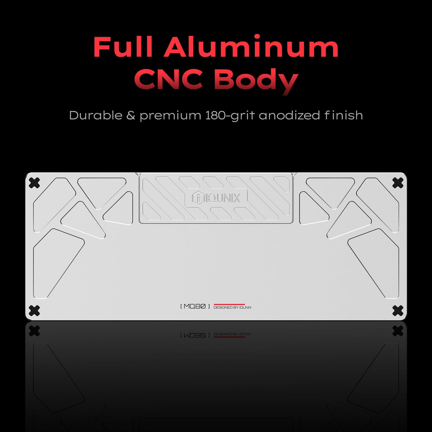 IQUNIX MQ80 Low Profile Mechanical Keyboard for Work and Gaming Tri Mode Wireless Wired CNC Aluminum Hot Swappable RGB Backlit Long Battery Life VIA Support (Silver)