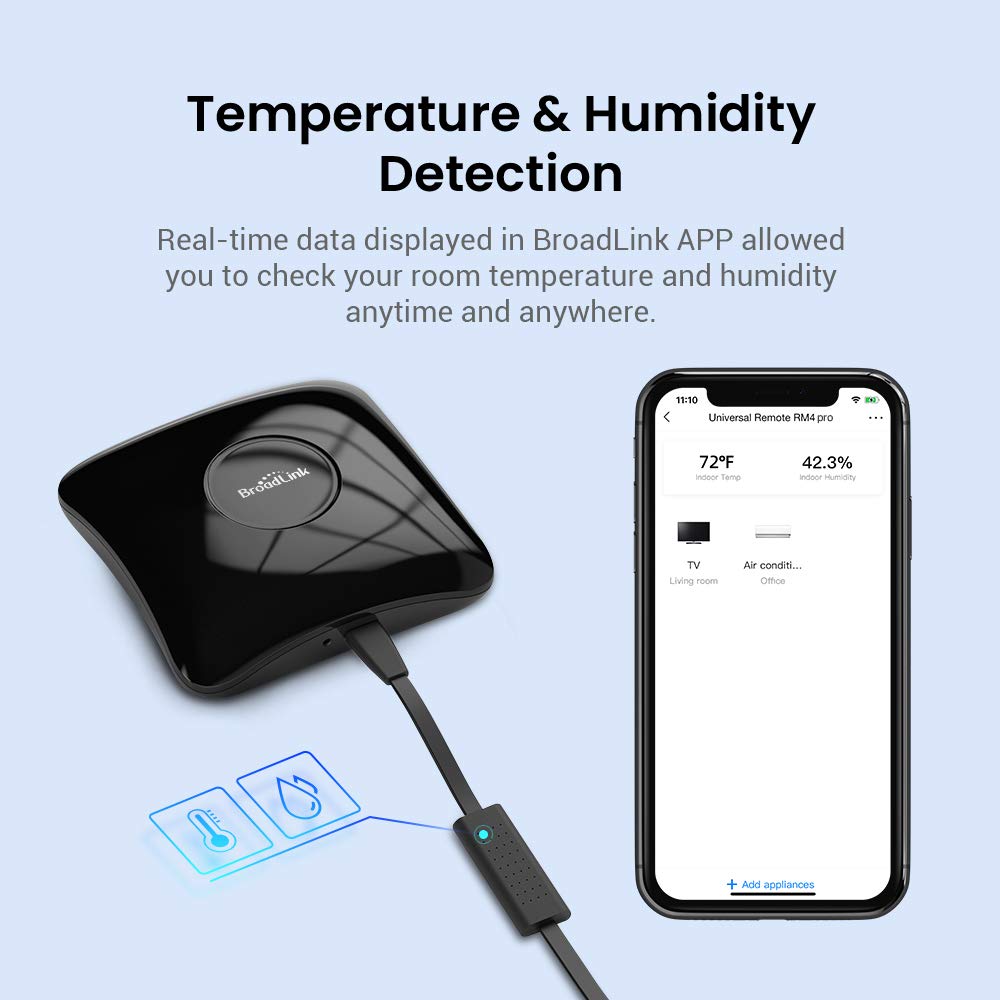 BroadLink RM4 Pro S IR RF Hub, Temp Humidity Sensor Cable 2.4G Wi-Fi