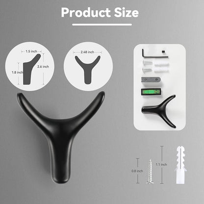 NETLKLA 4 Packs Towel Hooks,Coat Hook Cow Head Wall Hooks, Metal Heavy Duty Wall Hooks for Hanging Coats, Hats, Bags, Kitchenware and Towels in Living Room, Kitchen, Bedroom and Bathroom (Black)