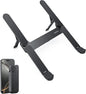 SODI Ultra Compact Foldable Laptop Stand - Portable Laptop Holder for Desk & Travel Use, Ergonomic Aluminum Computer Holder with Adjustable Height for MacBook, Tablet 10-16" (Dark Black, Bi-Fold)