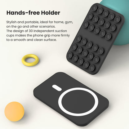 Patented Magnetic Sticky Phone Suction Grip Mount for MagSafe Case,Magnet Silicone Portable Stand Holder for iPhone 16/15/14/13/12 Series and Android, Hands-Free Selfies and Videos