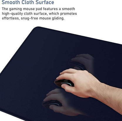 Large Extended Gaming Mouse Pad with Stitched Edges, Durable Non-Slip Natural Rubber Base, Waterproof Computer Keyboard Pad Mat for Esports Pros/Gamer/Desktop/Office/Home - Dark Blue