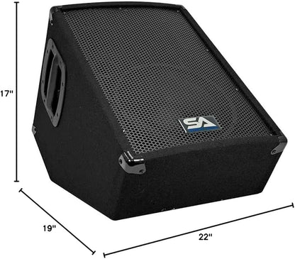 Seismic Audio - SA-10MT-PW-Pair - Pair of Powered 2-Way 10" Floor / Stage Monitor Wedge Style with Titanium Horns