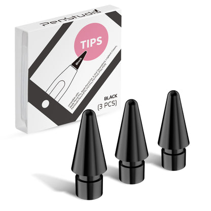 Penstudio Replacement Tips for Apple Pencil Pro 1st 2nd USB-C, 3 Pack Black