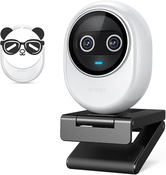 EMEET Piko+ (Piko Plus), World’s 1st Dual-Camera AI-Powered 4K Webcam, 1/2.55'' Sony Sensor, 3 Mics&3 Sound Modes, Panda Magnetic Privacy Cover, USB C-C&C-A, Ideal for Livestreamers & Content Creators