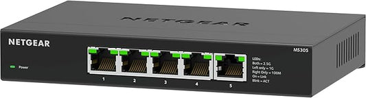 NETGEAR 5-Port 2.5G Multi-Gigabit Ethernet Unmanaged Network Switch (MS305) - with 5 x 2.5Gbps, Desktop or Wall Mount, Metal Case