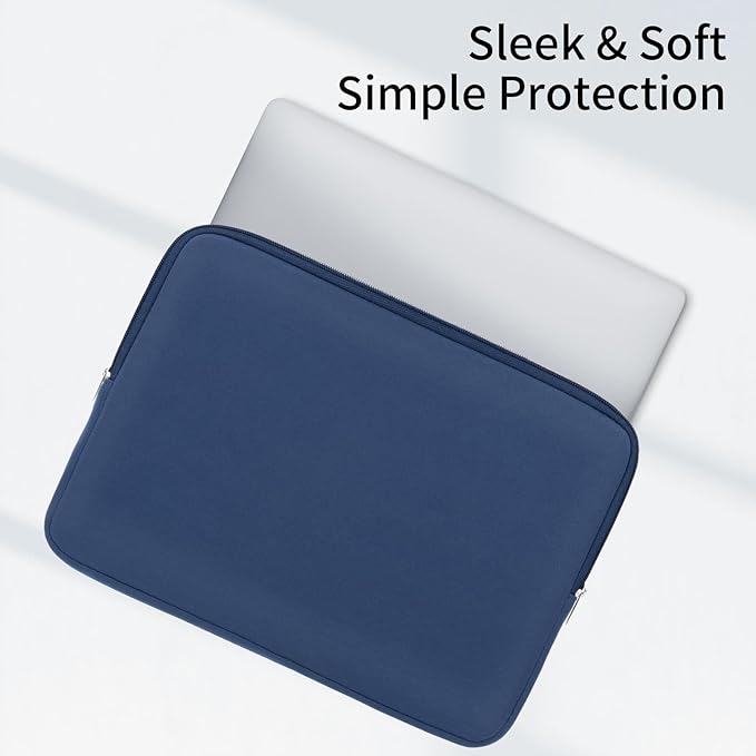 RAINYEAR 15.6 Inch Laptop Sleeve Protective Case Soft Lining Zipper Cover Padded Carrying Bag Compatible with 15.6" Notebook Computer Ultrabook Chromebook (Navy Blue, Upgraded Version)