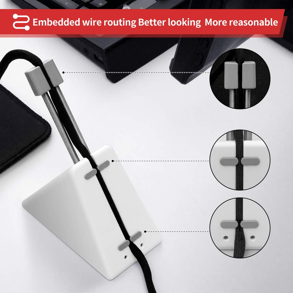 HOTLINEGAMES Mouse Bungee Mouse Cord Clip Cord Management System Fixer Holder for Esports FPS Game (3.0 White)