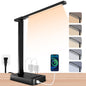 snsok Desk Light with Wireless Charger, USB Charging Port, Dimmable Office Desk Lamp with Clock, Alarm, Date, Temperature, Foldable Lamp for Table Bedroom Bedside Office