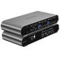 Terived 2 Port DP USB 3.0 Automatic KVM Switch Quad Monitor Two Computers Four DisplayPort Monitors, 8K@30Hz 4K@144Hz, Aluminum hotkey Audio Microphone, Digital Display, HDR10 with Cables