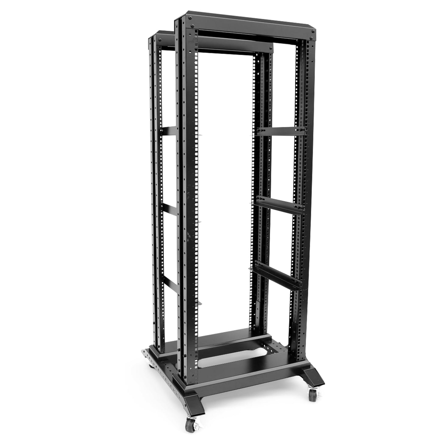 GlobalRack 27U Open Frame Rack on Wheels,Depth 15.75" Mobile IT Cabinet