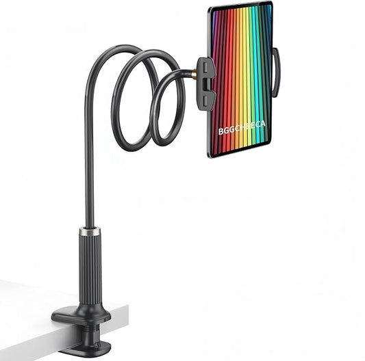 K-MT 【38.7inch/98cm】 Tablet Phone Holder Bed Gooseneck Mount, Mount Holder Clip with Grip Flexible Long Arm Compatible for ipad iPhone/Switch/Samsung Tabs/Kindle Fire HD K-MT(Black)