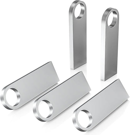 ABLAZE 16GB Flash Drive 5 Pack, Metal USB 2.0 Thumb Drives with Keychains USB Stick Pendrive (Sliver)