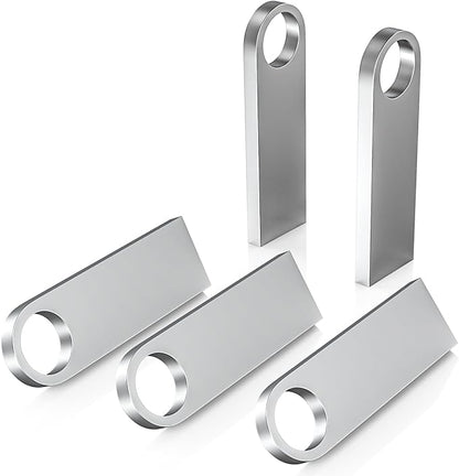 ABLAZE 8GB Flash Drive 5 Pack, Metal USB 2.0 Thumb Drives with Keychains USB Stick Pendrive (Sliver)
