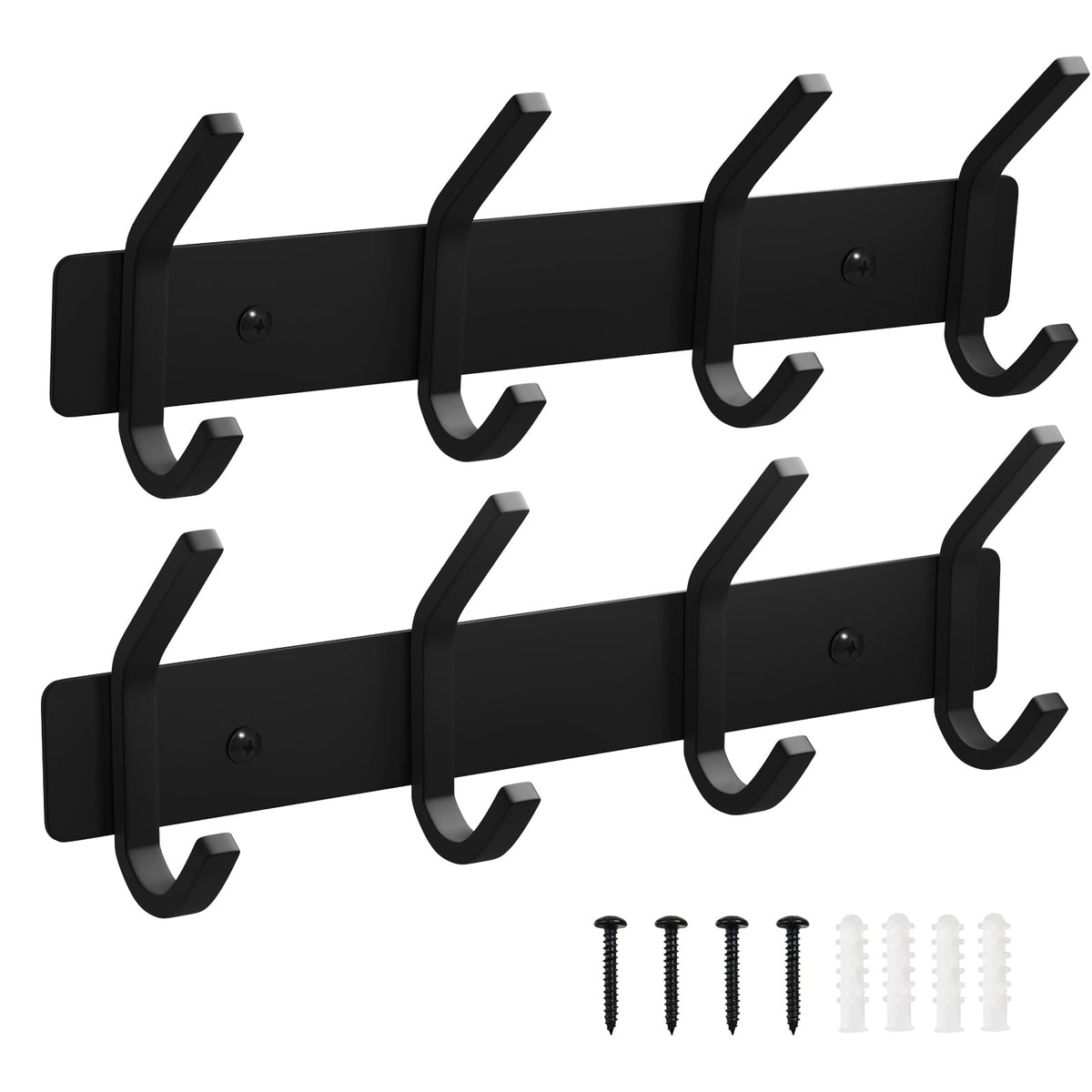 VAEHOLD Hat and Coat Wall Mount Rack - Hooks for Robes, Bags, Keys, and Towels - Bathroom Towel Hanger Organizer (White, “T“ Shape 3 Hooks 2 Pack)
