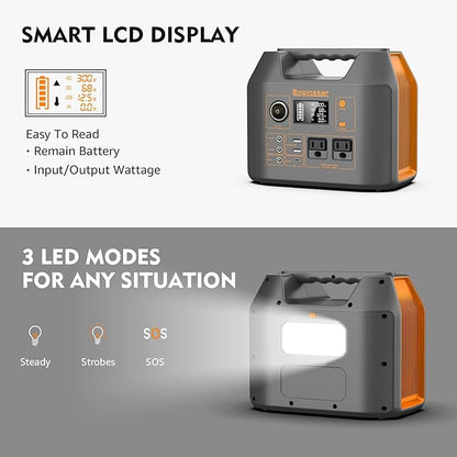 EnginStar 296Wh Portable Solar Generator, Pure Sine Wave Power Station